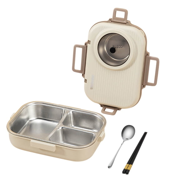 1100ml Stainless Steel Bento Lunch Box, Stackable Food Container with 3 Compartments, Leakproof Meal Prep Box for Office, Reusable Thermal Lunch Storage