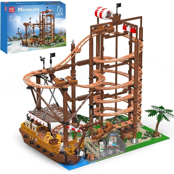 11013 Roller Coaster Amusement Park Building Set, Fairground Theme Park Kit with Rollercoaster & Pirate Ship, Ideal Gift Model Building Kit for Adults (2174 Pieces)
