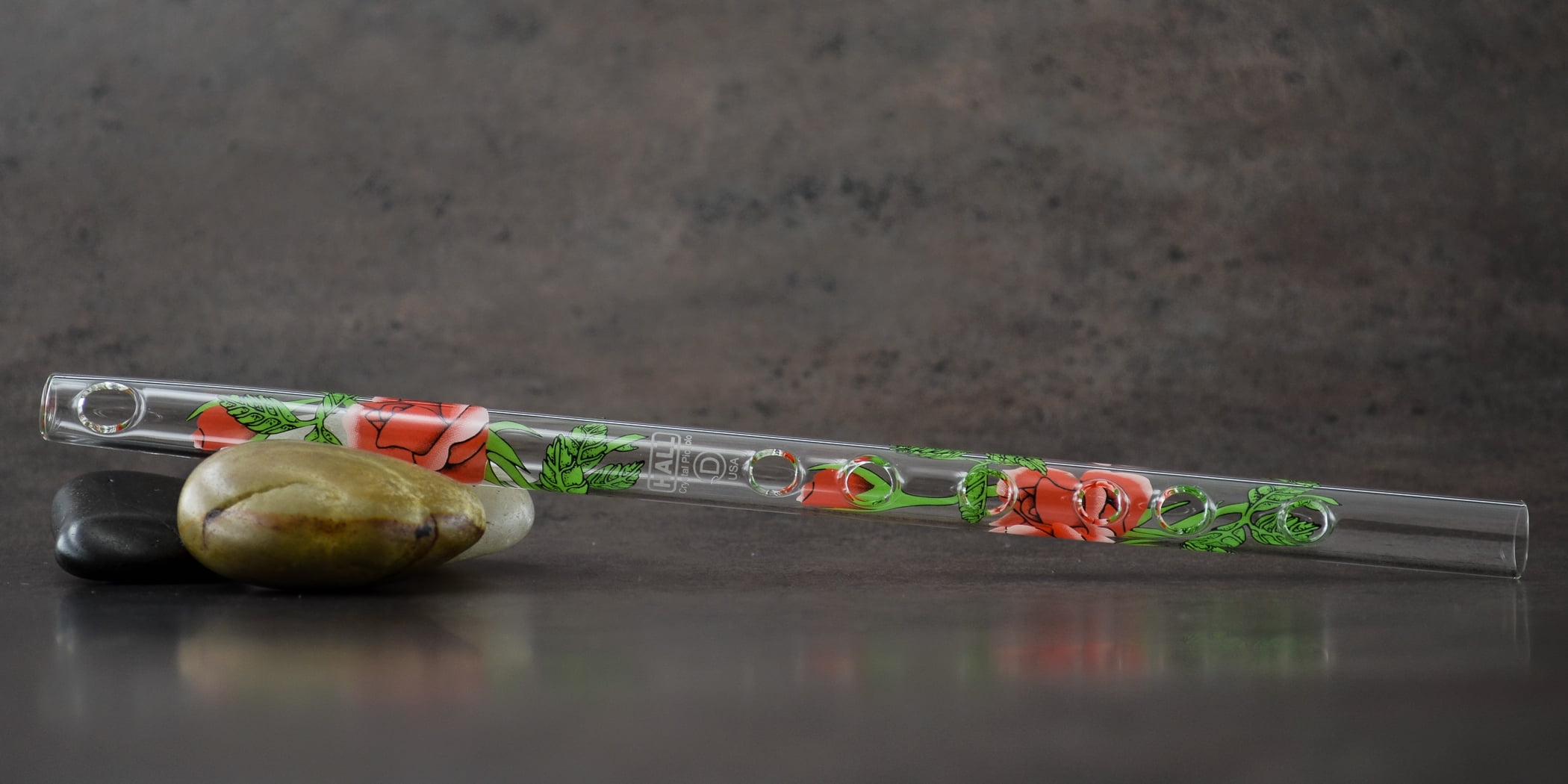 11015 - Inline Hall Crystal Piccolo in D - Rose with Green