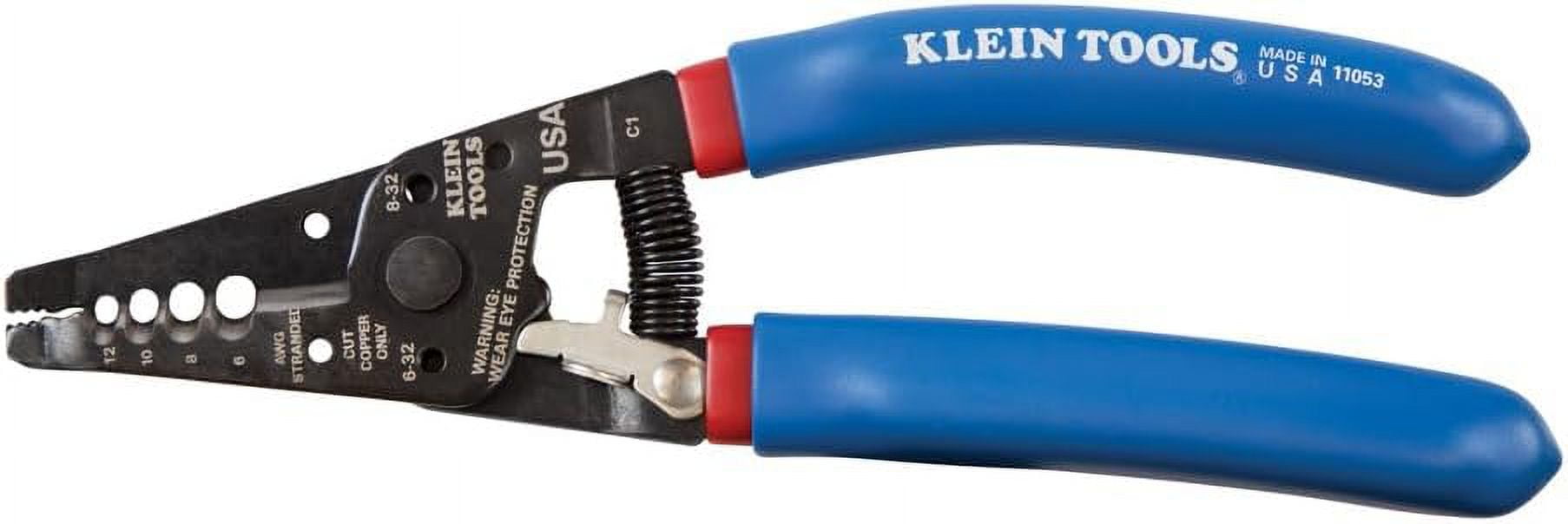 11053 Klein-Kurve Wire Stripper and Cutter, Made in USA, Stripping / Cutting Tool for 6-12 AWG Stranded Wire, 7-1/8-Inch