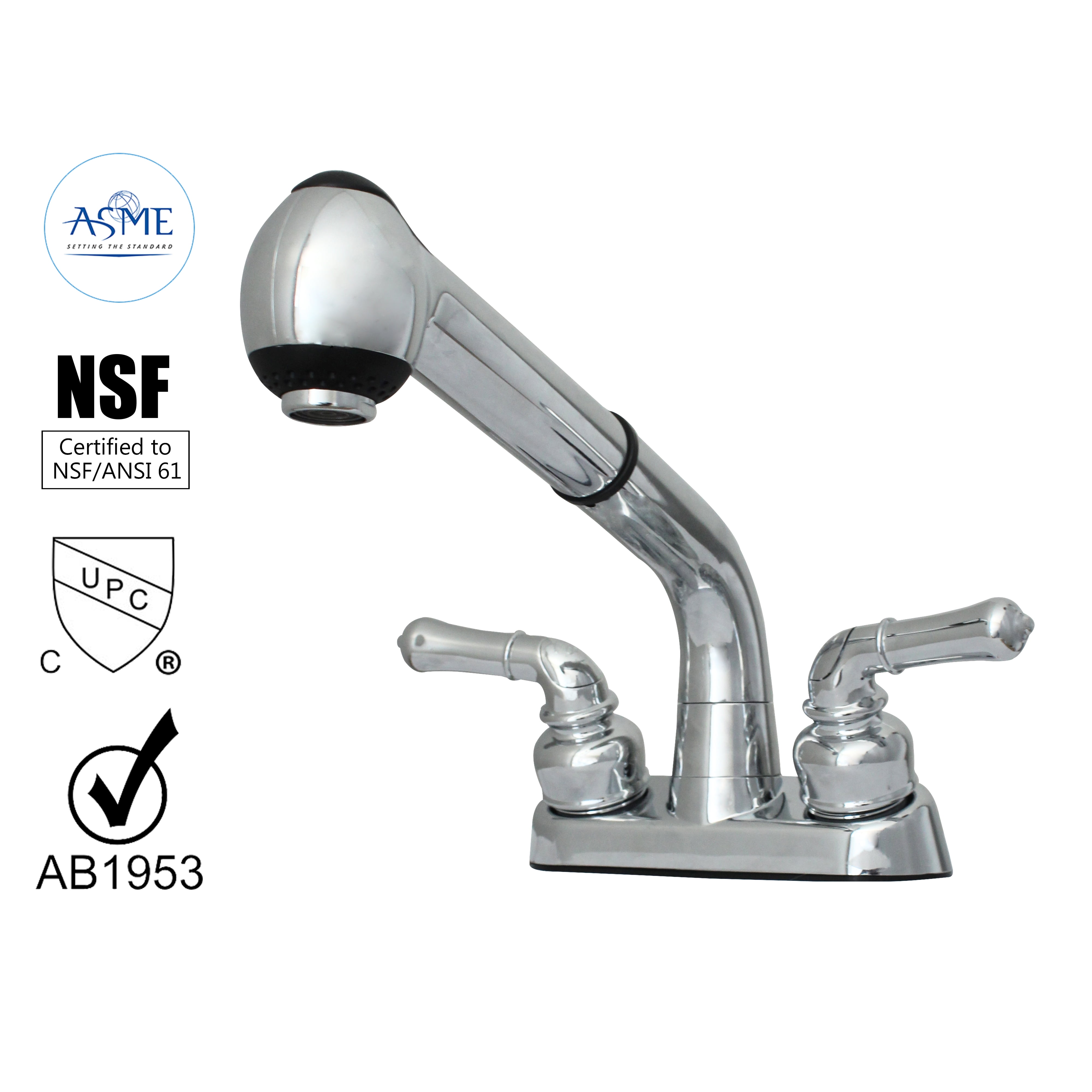 Chrome Dual Handle Pull-Out Utility Faucet