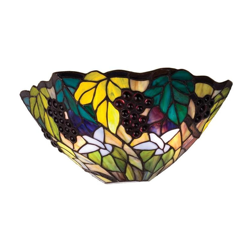 Bronze Dual-Light Dimmable Wall Sconce with Tiffany Grape Design