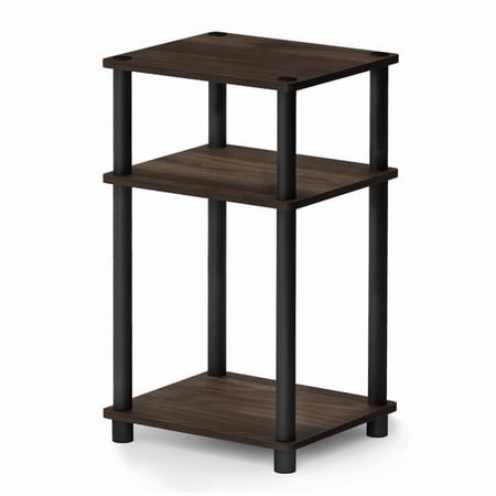 11087CWN-BK Just 3-Tier No Tools Tube End Table, Columbia Walnut & Brown - 22.8 x 13.4 x 11.5 in.