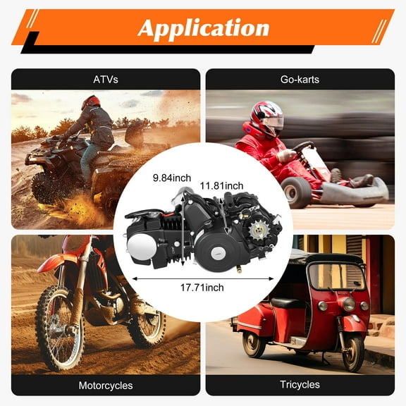 110CC 4 Stroke ATV Engine Motor with Reverse Electric Start Kit For ATV GO Karts