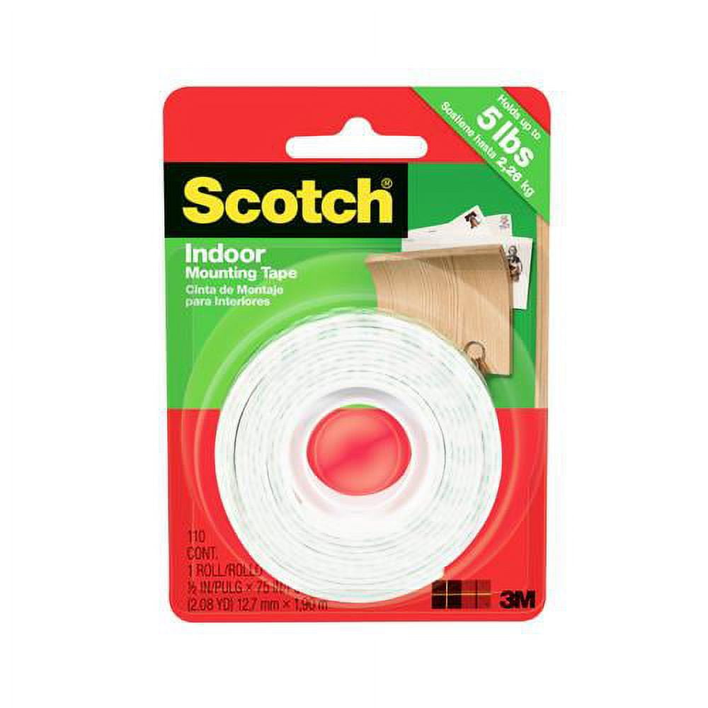 110H Heavy-Duty Mounting Tape, Double-Sided, 1/2 x 75-In. - Quantity 6