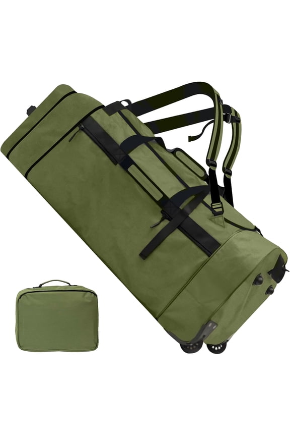 110L/120L Rolling Duffel Bag with Wheels - 28" No-Sag Design for Heavy Loads, Travel Duffel w/ Straps and Dividers, Foldable Lightweight Design for Camping/Cargo/Air Travel