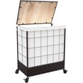 thumbnail image 1 of 110L Double Laundry Hamper with Lid, Laundry Basket with Rolling Wheels, Handwoven PP Rattan and Metal Frame Clothes Hamper, Removable Liner Bags, for Laundry Room, Bedroom, Bathroom, 1 of 4