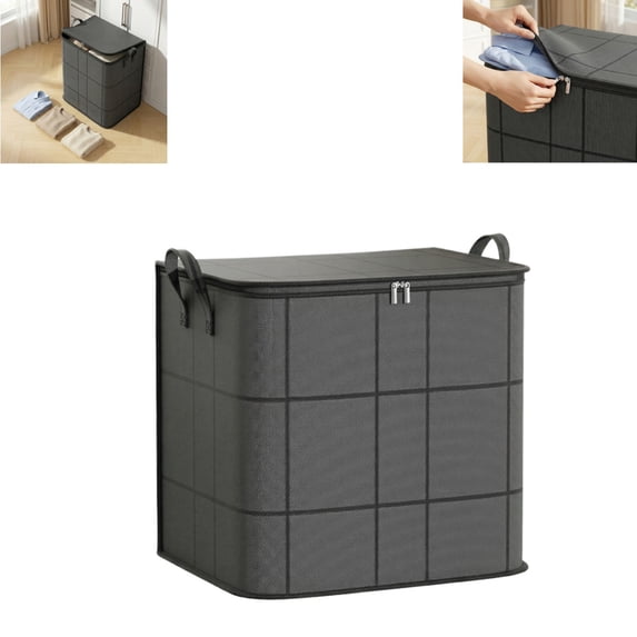 110L Foldable Clothes Storage Bin, Portable Moving Organizer for Quilts, Bedding and Garments