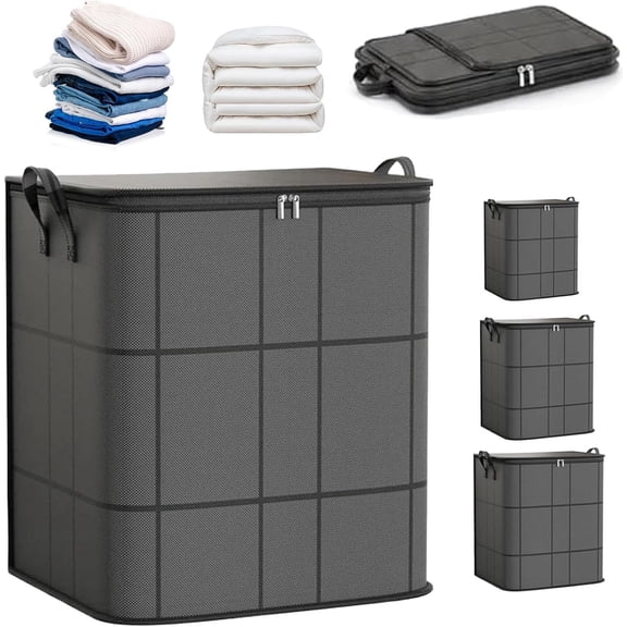 110L Foldable Fabric Storage Bag, Zipper Closet Organizer for Clothes and Quilts, Portable Storage Bin for Home Storage and Moving, 1 Pack