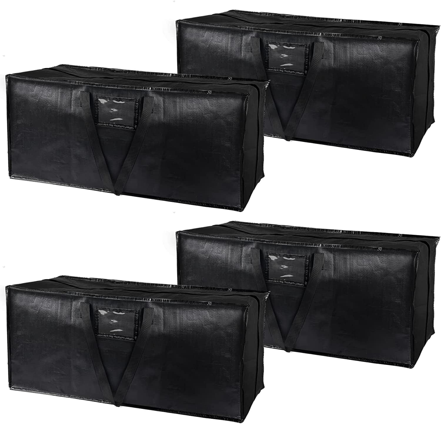 Rihim Moving Bags 90L - 4 Black Heavy Duty Extra Large Storage Bags for  Clothes - Packing Bags with Backpack Straps Strong Handles Zippers -  College