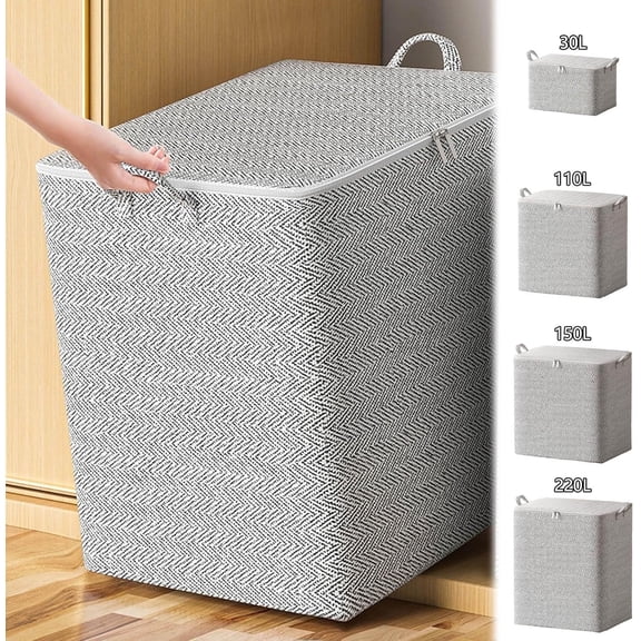 110L Large Storage Bins With Lids Clearance! Storage Containers, Extra Large Storage Bags For Clothes Tote Bag, Double Zipper For Space Saving Travel, Heavy Duty Storage With Handles Under 10$