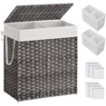 thumbnail image 1 of 110L Laundry Hamper Basket with Lid Clothes Hamper with 2 Removable Liner Bags & 6 Mesh Bags Wicker Laundry Basket for Laundry Room Gray, 1 of 9