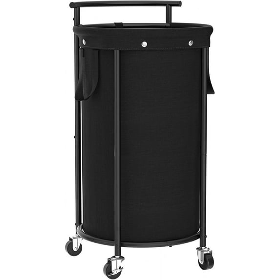 110L Laundry Hamper with Wheels,Rolling Laundry Basket with Removable Bag,Round Iron Laundry Cart with Steel Frame and Handle,Dirty Clothes Hamper Organizer for Dorm,Laundry Room(Black)