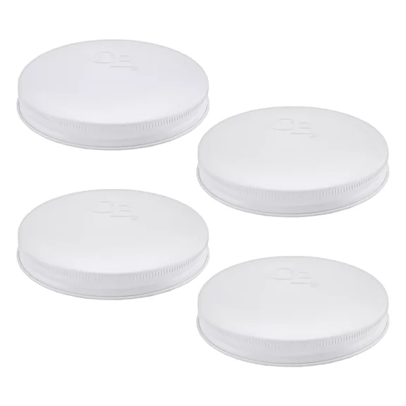 110Mm White Replacement Metal Lids 4Pk, Fits Gallon / 2Qt Jars 110-400 Size