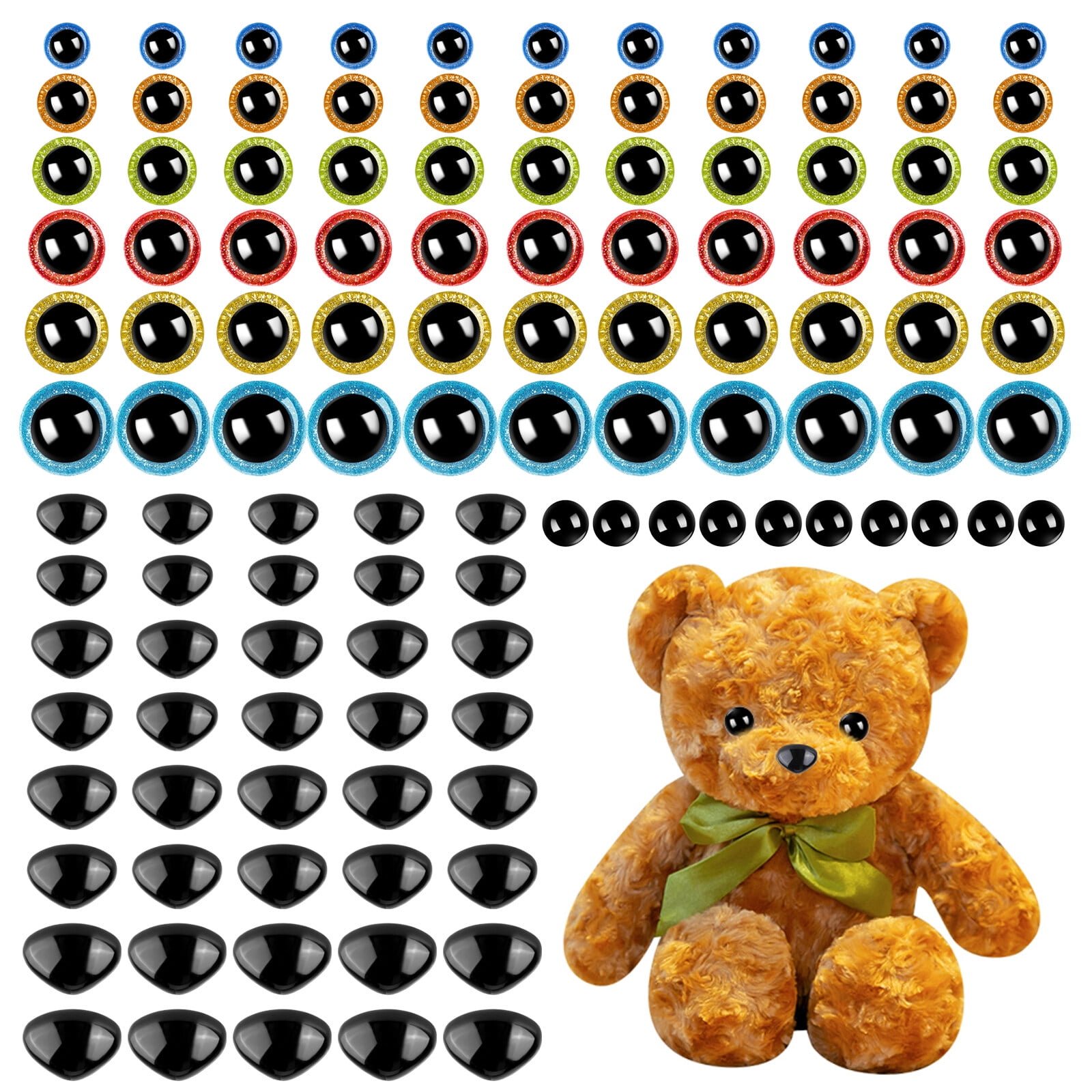 110PCS Doll Safety Eyes Plastic Stuffed Animal Eyes Craft Crochet Eyes ...