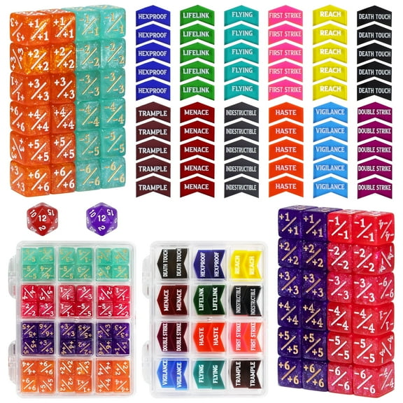 110PCS MTG Keyword Counters Tokens & 12mm MTG Life Counter Dice Set for Magic The Gathering, MTG CCG Card Gaming Accessories