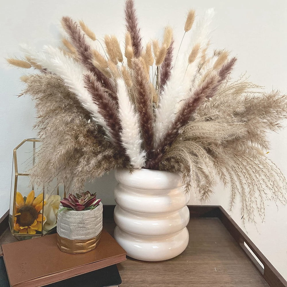 Lomyolo 92PCS Natural Dried Pampas Grass Bouquet,Boho Home Decor Bouquet,  Phragmites Dried Flowers,Bouquet for Wedding Floral Arrangements Home  Decorations 