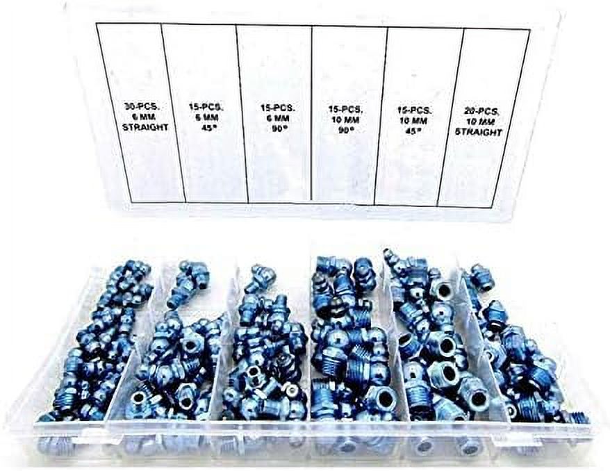 110Pc Hydraulic Grease Fitting Assortment SAE Grease Fitting