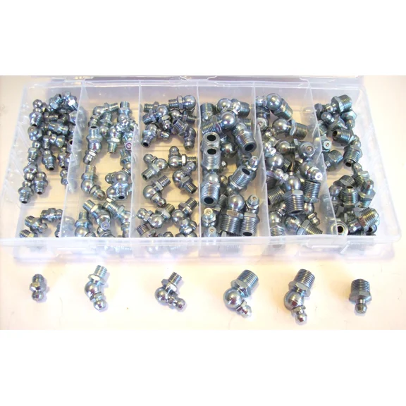 110Pc Sae Hydraulic Grease Fittings Assortment Gun Tractor Standard