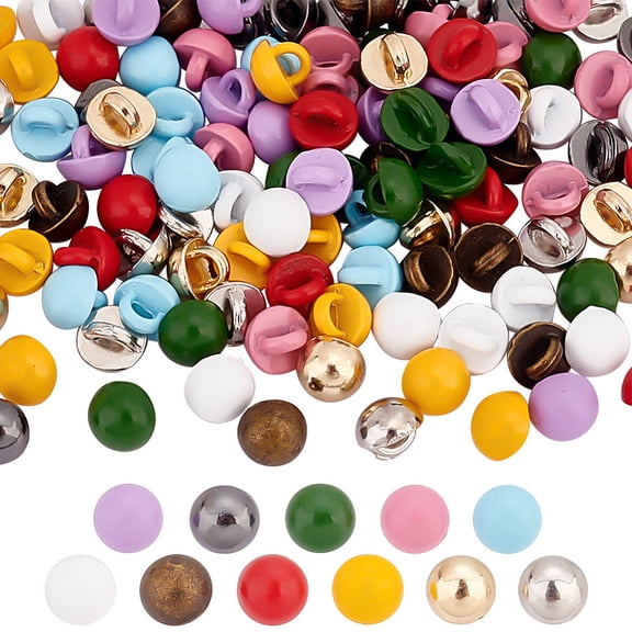 110Pcs 11 Colors Spray Paint Alloy Shank Buttons 1-Hole Round Mixed Color 4x3mm Hole: 1mm 10pcs/color diy