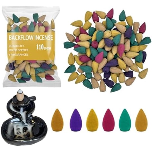 110Pcs Backflow Incense Cones for Waterfall 6 Different Mixed Natural Incense Waterfall Cones$$Home Decor, Kitchen, & Other