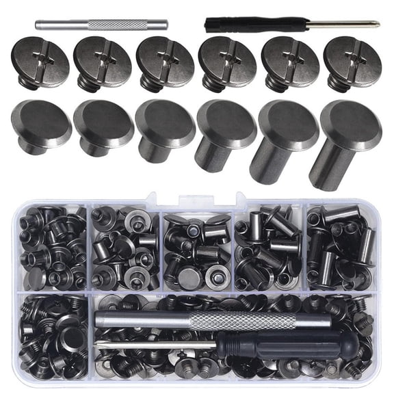 110Pcs Binding Screws Set Metal Screw Rivets for Leather Belt Books Album Bag Collar Luggage Purse Backpacks