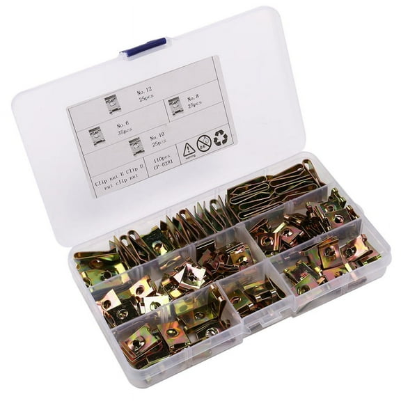 110Pcs Car Universal Speed Fasteners U Nuts Self Tapping Screw Clip Hole Interior Door Trim Panel Clips Metal Rivets
