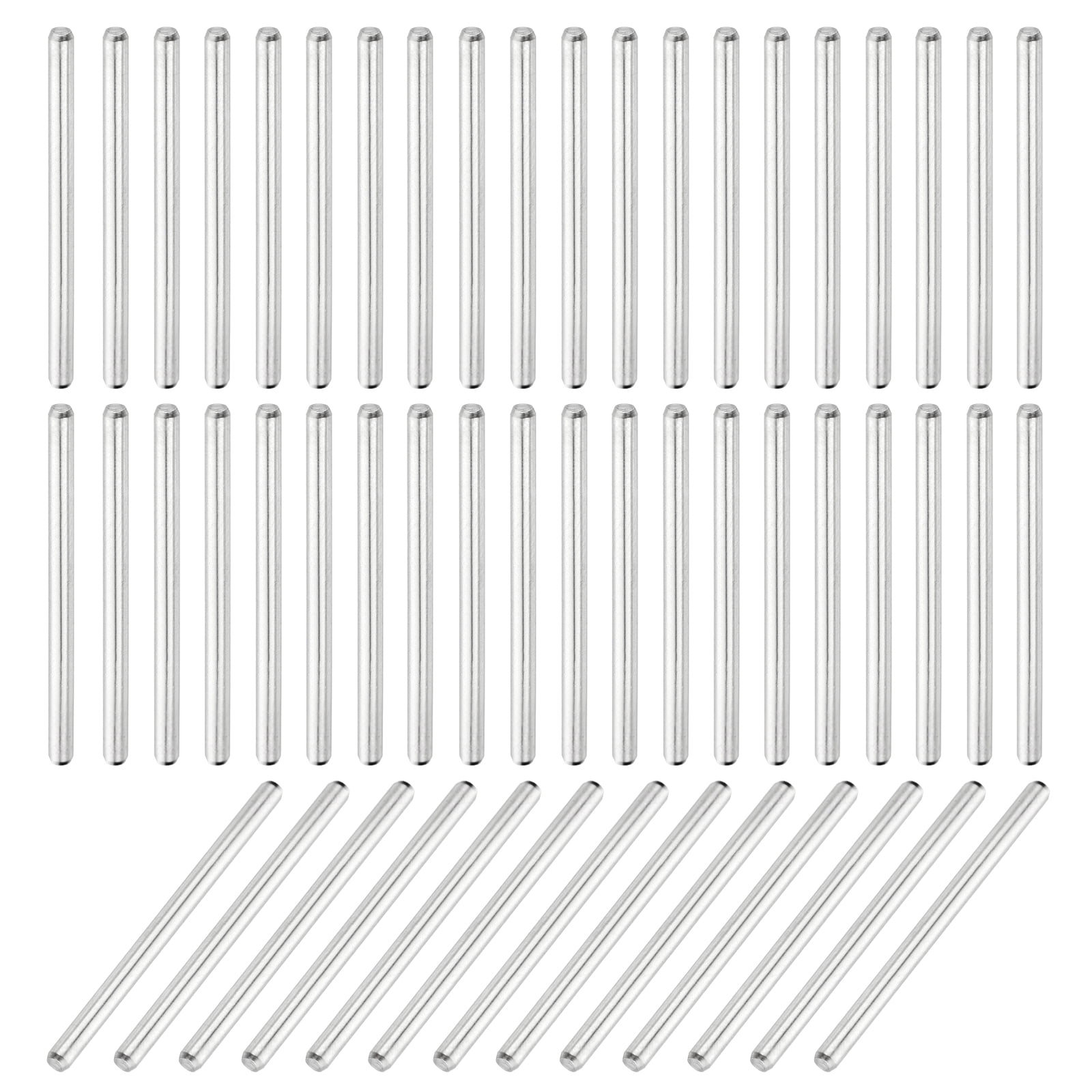 MECCANIXITY 110-Pack Dowel Pins – 2mm X 28mm 304 Stainless Steel Shelf Support Pins For Cabinets, Nickel Plated