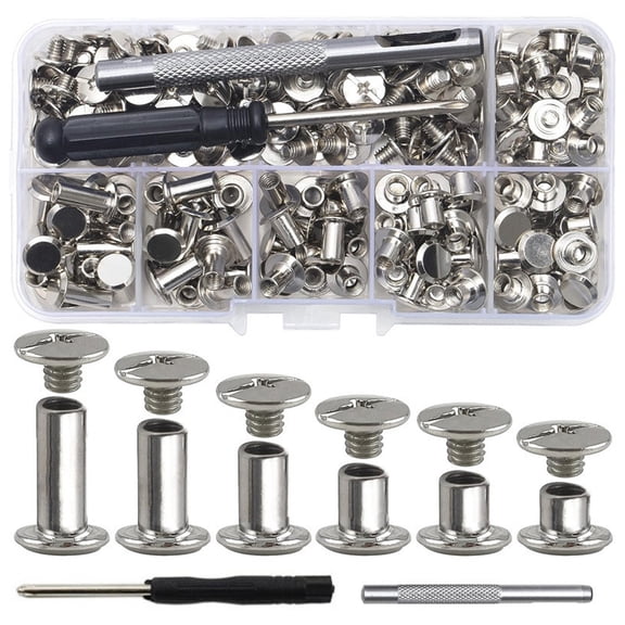 110Pieces Binding Screws Metal Screws Rivets Replacement Binding Rivets for Leather Craft Luggage Purse Book