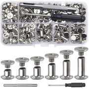 110Sets Screws Leather Rivets Assorted Screw Rivets Binding Screws for Decorate and Repair Leather Craft Belt Bag Shoes Purse Bookbinding Silver, M5*4,5,6,8,10,12
