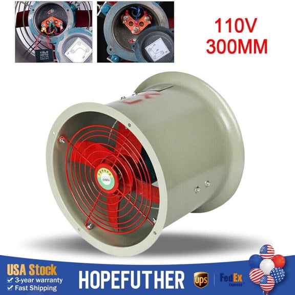 110V 12" Explosion-proof Fan Axial Pipe Spray Booth Paint Fumes Exhaust Fan USA