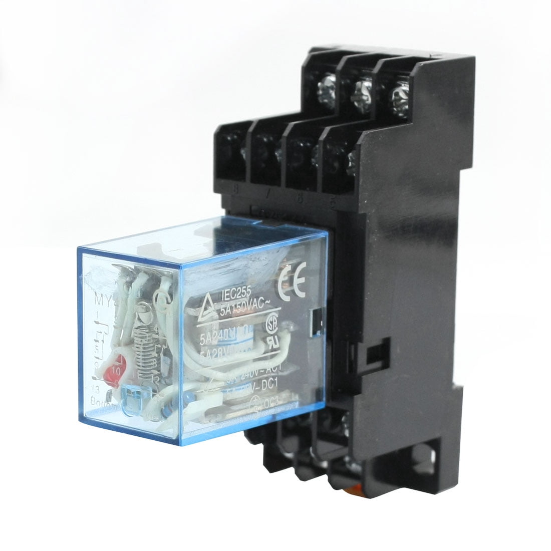 Uxcell 8 Pin Electromagnetic Relay With Socket, AC 24V Coil, 35mm DIN Rail Mount
