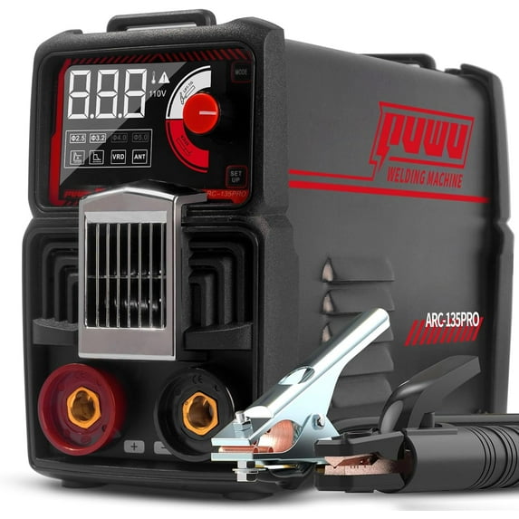 110V 135A Stick Welder Lift Tig Welder Portable Welding Machine with Overheat Protection,Electrode, Digital Screen, Quick Connector with Hot Start - MINI MMA Arc Welder