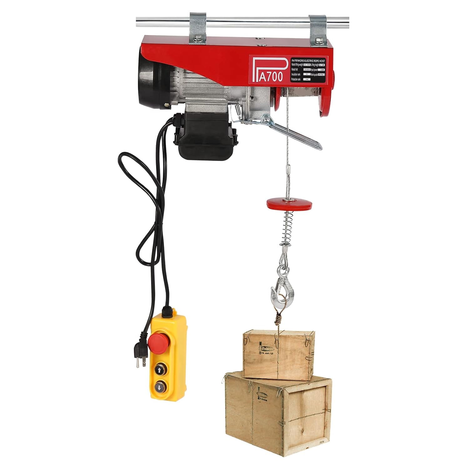 110V/1543lbs Lift Electric Hoist Crane Remote Control Power System ...