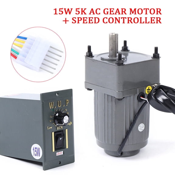 110V 15W AC Gear Motor Electric Motor Variable Speed Controller 1:5 270RPM New