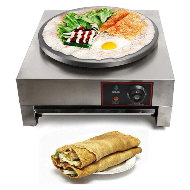 110V 16Inch Electric Crepe Maker with A Drawer Type Warmer,Nonstick Crepe Pan Single Hotplate
