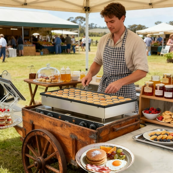 110V 1800W 50 Hole Mini Pancake Maker Machine, Non Stick Leak Proof with Waterproof Feature, Suitable for Making Mini Pancakes, For Small Donut Holes Breakfast Treats