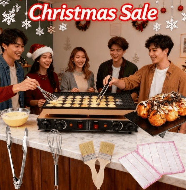 110V 1800W 50-Piece Mini Pancake & Waffle Maker, Non-Stick, 50-300°C Temp Range & Time-Adjustable, Waterproof & Leak-Proof, Ideal for Mini Pancakes, Snack & Waffles