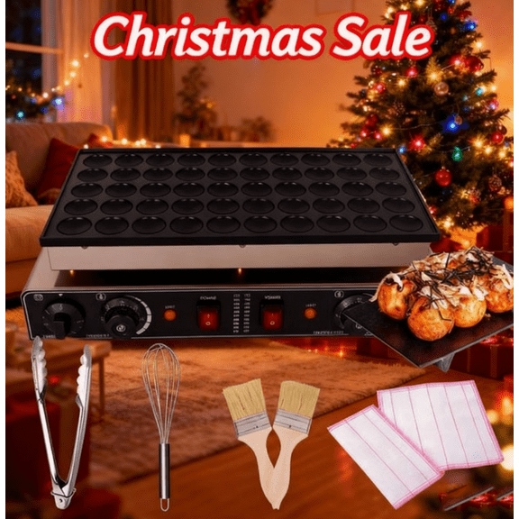 110V 1800W 50-Piece Mini Waffle & Pancake Maker - Non-Stick Surface with 50-300C Temp Range, Leak-Proof & Time-Adjustable, Perfect for Belgian Waffles, Mini Pancakes & Desserts