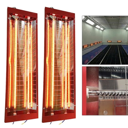 110V 2000W Double Tube Baking Lamp Far-Infrared Radiation Heating Paint Curing Lamp 24.4*7*1.96in for Car Painting, Local Paint Drying, Putty Drying