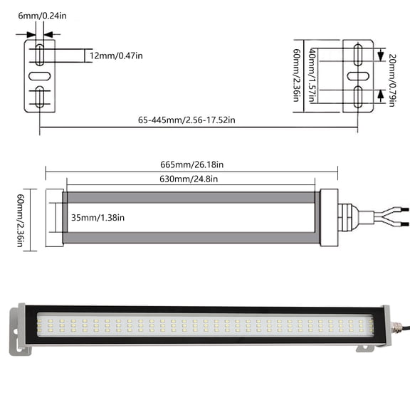 110V 20W Corded Work Light LED Worklight Milling Light Waterproof IP67 for CNC Machines, Coal Mining, And Car Repair