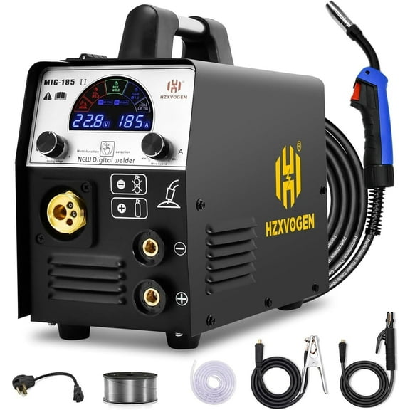 H HZXVOGEN MIG185II LED Display 110V/220V MIG gas/gasless, MMA, lift TIG Welder