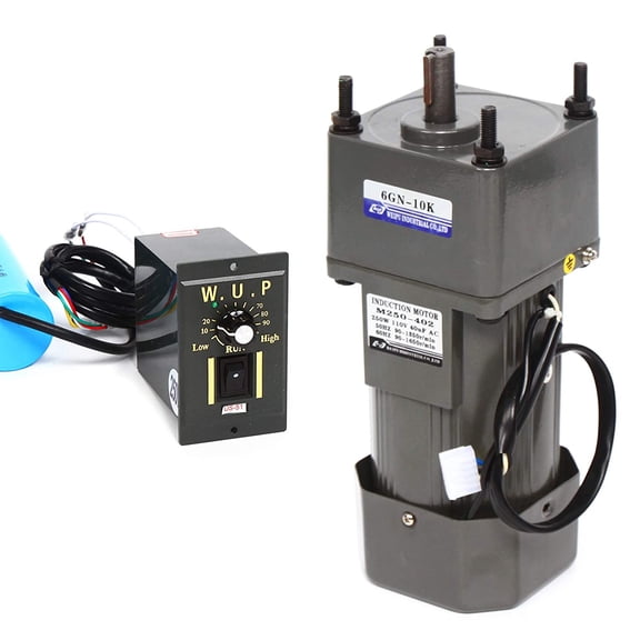 110V 250W AC Gear Motor Electric Motor Variable Speed Controller 1:5 5K 0-270RPM