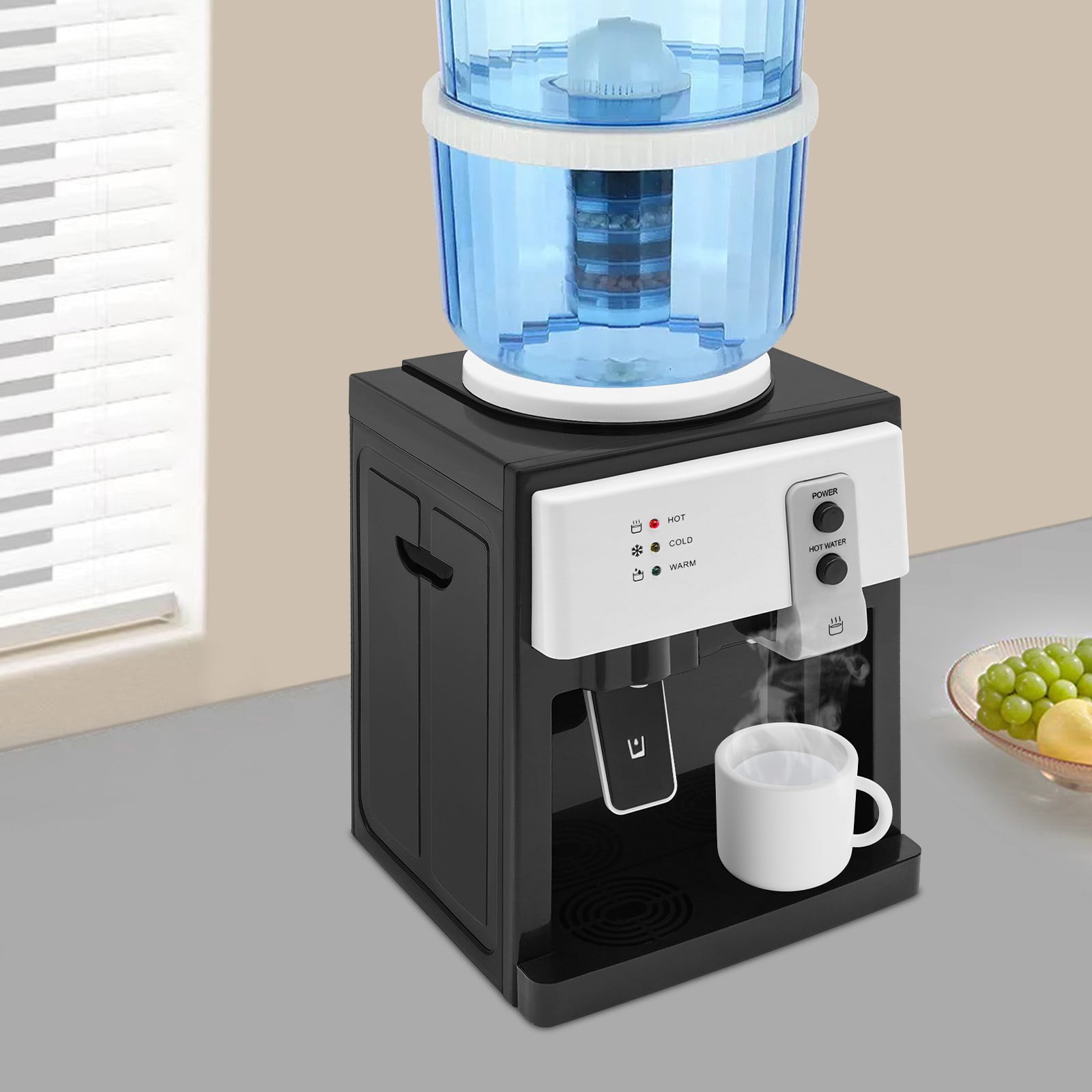 110V 27*24*36cm Top Loading Water Cooler Dispenser Black Space Saving Hot Cold Water Dispenser with Long Power Cable