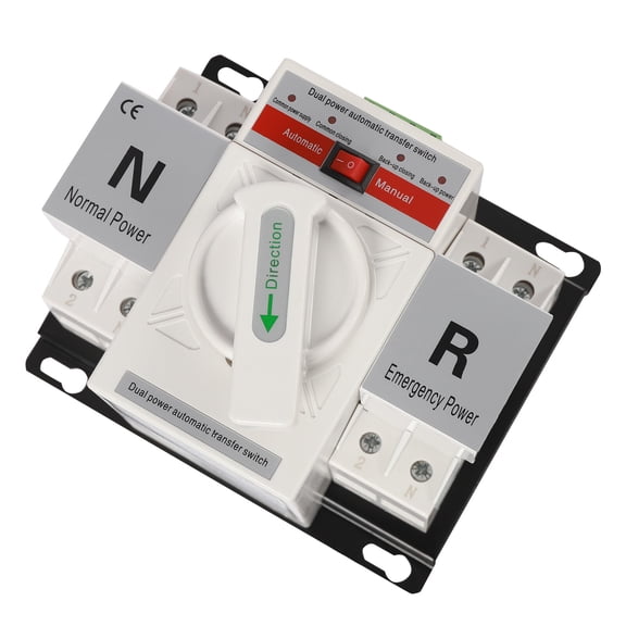 110V 2P 63A Mini Dual Power Automatic/Manual Transfer Switches Toggle Controller Change-Over Switch Self Cast Conversion 2S Quickly Toggle AC-33iB Conversion Options (2P 63A White)