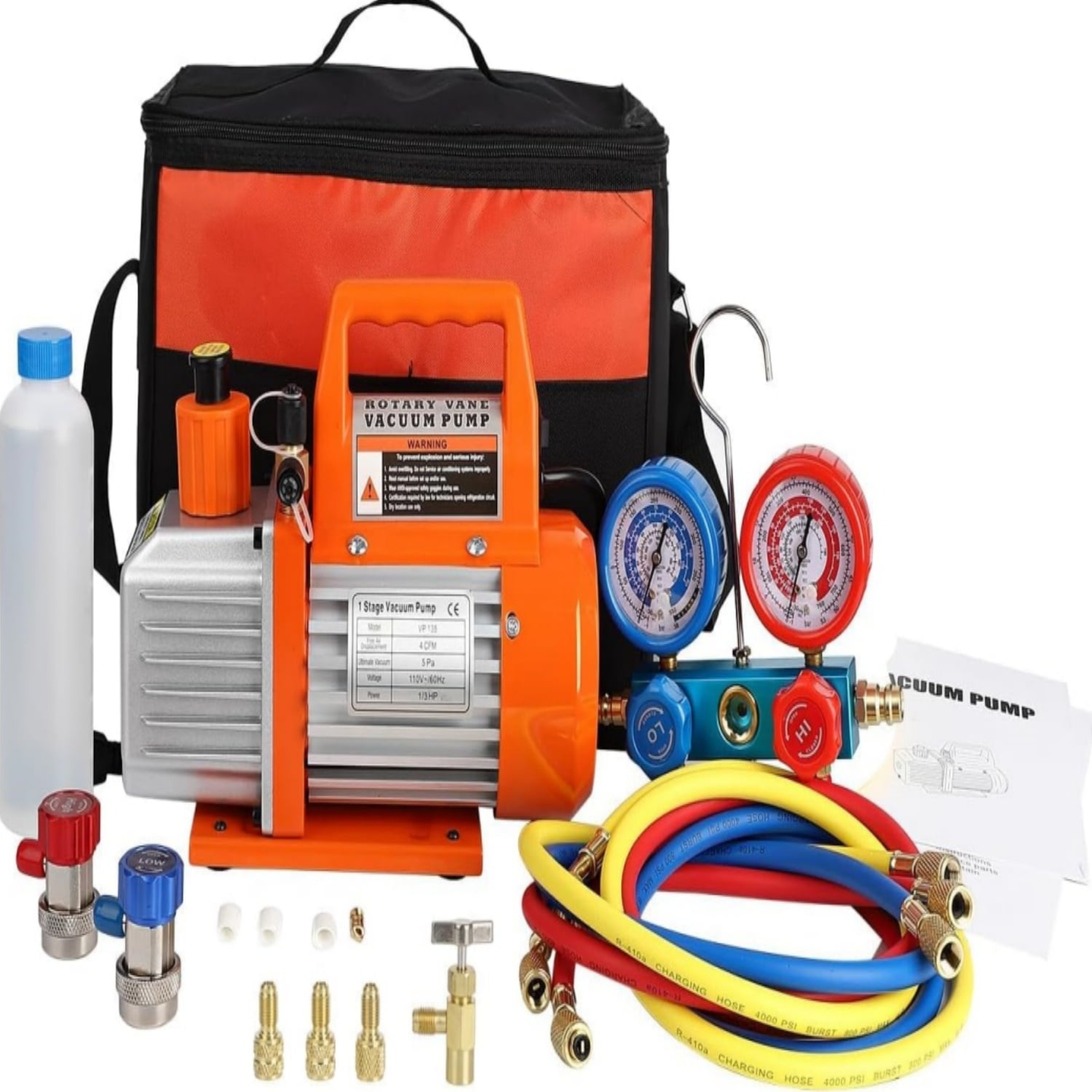 110V 3.5CFM 1/3HP Single Stage 5 Pa Rotary Vane Economical Vacuum Pump for Air Conditioning Refrigerants HVAC Air Tools R134a R410a R12 R22