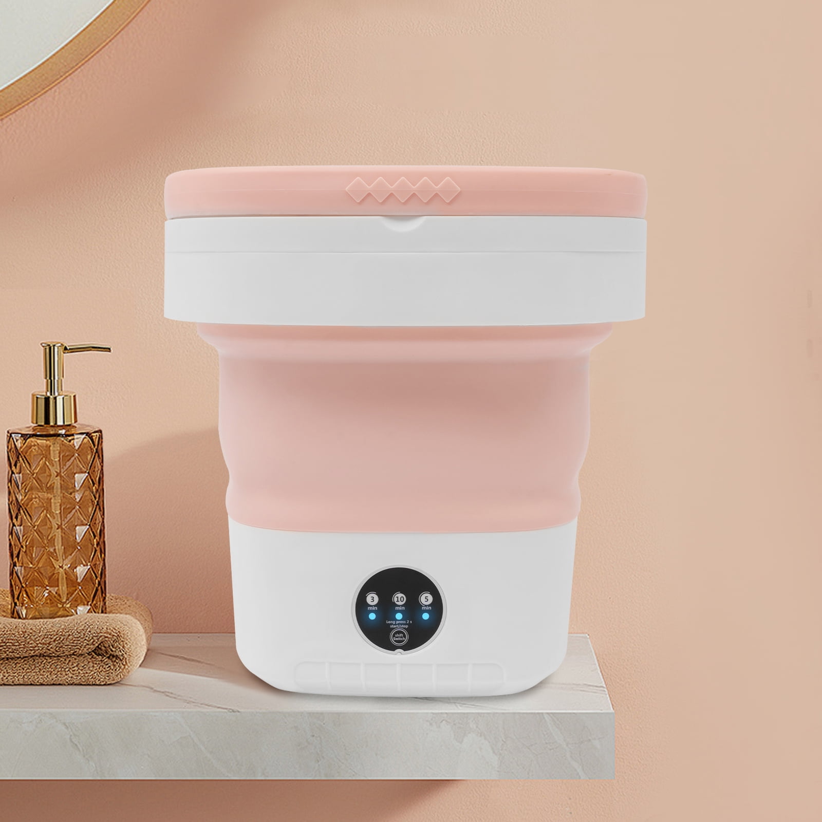 110V 3 Modes Portable Washing Machine Pink Mini Foldable Washing Machine Large Capacity Foldable Washing Machine