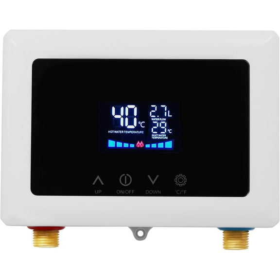 110V 3000W Tankless Electric Water Heater with LED Display, Shower Water Heater On Demand, Instant Hot Water Heater with Remote Control and Touch Screen Control (YF001-02)