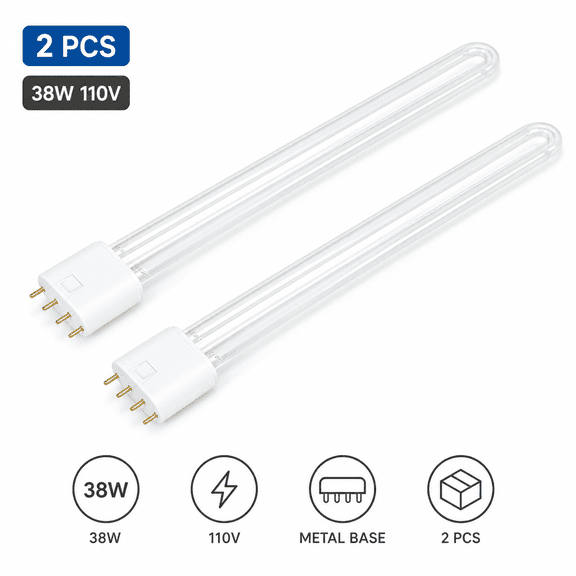 110V 38w Vertical UV Cleaning Lamp Replacement Lamp Tube, for Bed Bugs and Dust Mites2pcs