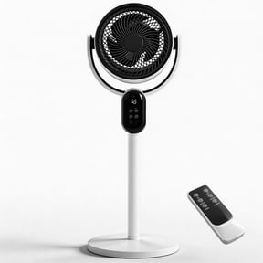 110V 40W Air Circulator Fan with Remote Control, 2-in-1 Desk & Floor Fan, 3 Speeds, 12H Timer, Auto Horizontal + Manual Vertical Oscillation, ABS Housing, LED Display